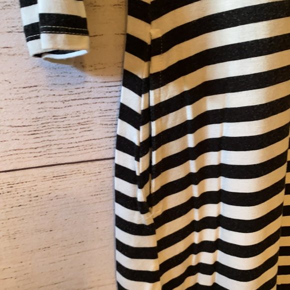 Old Navy Black White Stripe Jersey Knit Stretch Cotton Midi Dress with Pockets - Picture 8 of 12